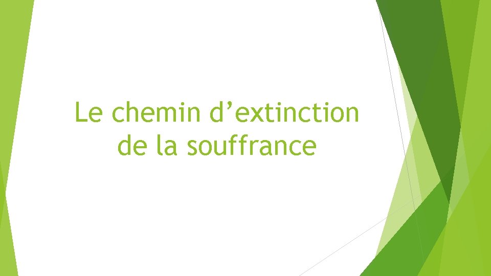 Le chemin d’extinction de la souffrance 