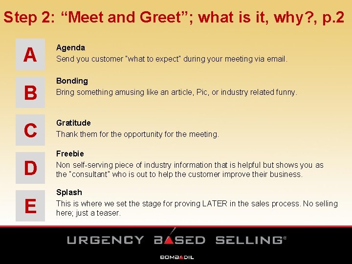 Step 2: “Meet and Greet”; what is it, why? , p. 2 A B Step 2: “Meet and Greet”; what is it, why? , p. 2 A B
