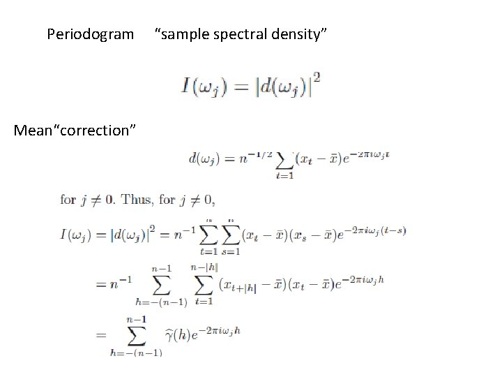 Periodogram Mean“correction” “sample spectral density” 