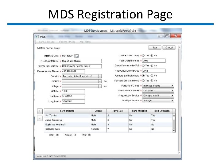 MDS Registration Page 