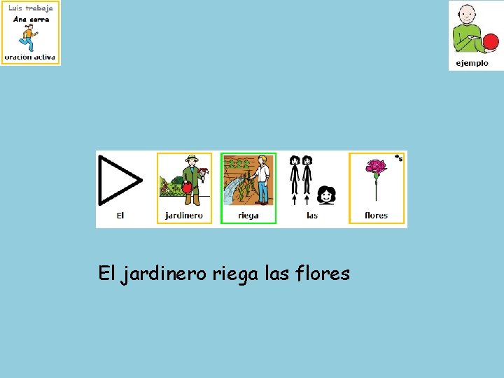 El jardinero riega las flores 