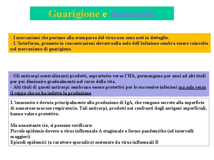 Guarigione e Immunità - I meccanismi che portano alla scomparsa del virus non sono