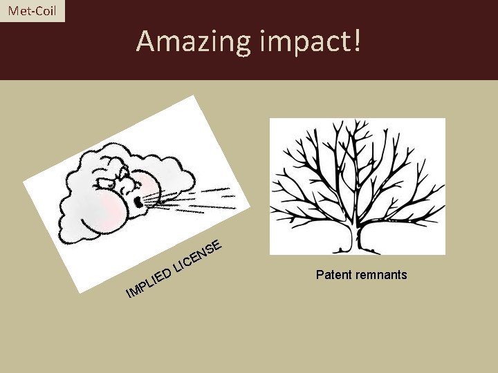 Met-Coil Amazing impact! S EN IC L D IM IE PL E Patent remnants