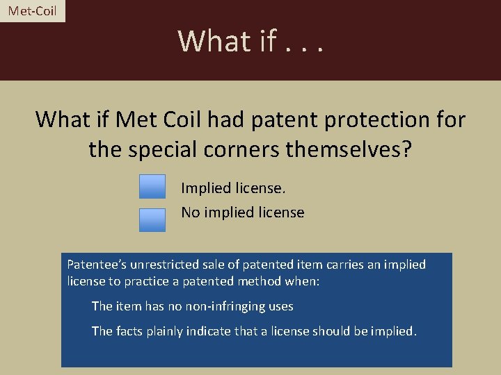 Met-Coil What if. . . What if Met Coil had patent protection for the