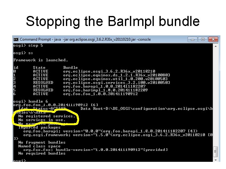 Stopping the Bar. Impl bundle 