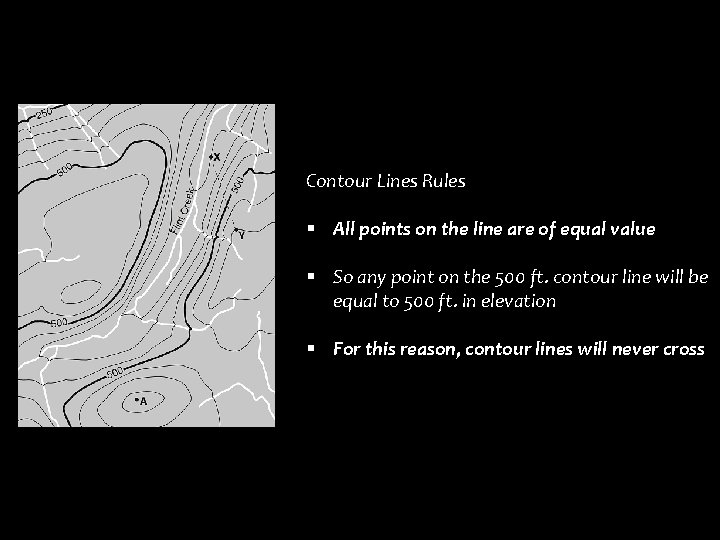 Contour Lines Rules § All points on the line are of equal value §