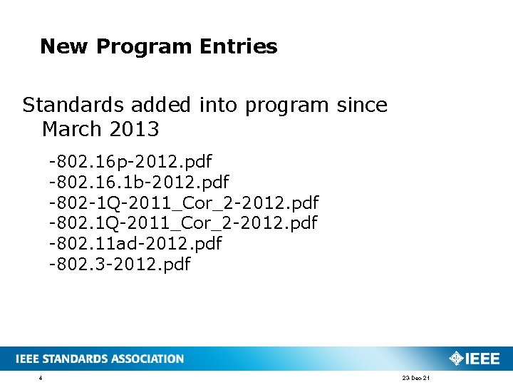 New Program Entries Standards added into program since March 2013 -802. 16 p-2012. pdf