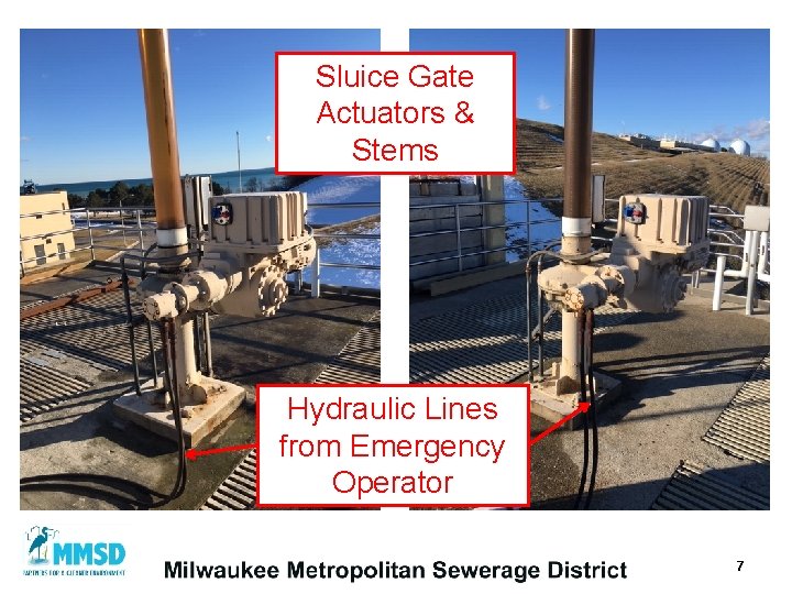 Sluice Gate Actuators & Stems Hydraulic Lines from Emergency Operator 7 