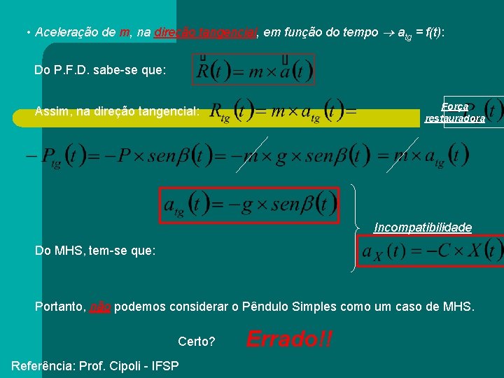  • Aceleração de m, na direção tangencial, em função do tempo atg =