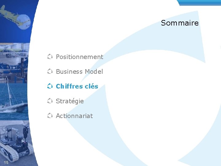Sommaire Positionnement Business Model Chiffres clés Stratégie Actionnariat 15 