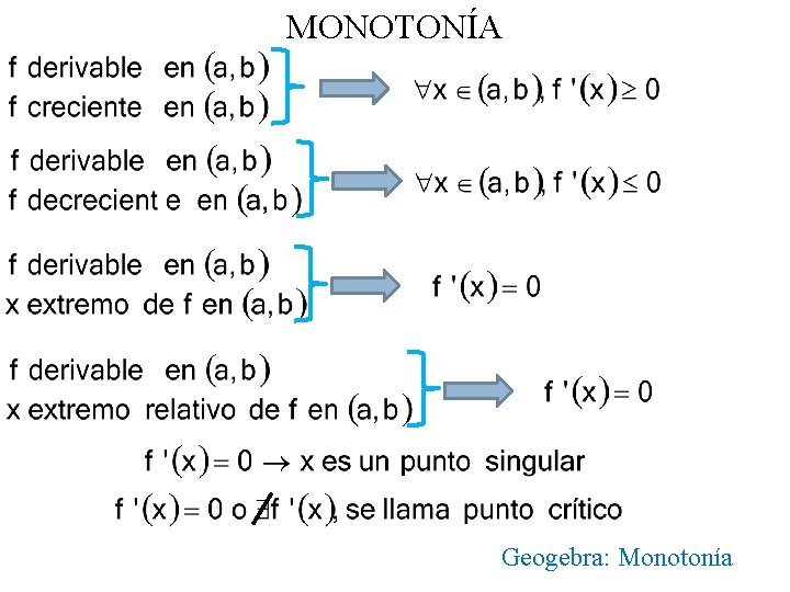 MONOTONÍA Geogebra: Monotonía 