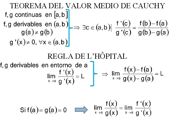TEOREMA DEL VALOR MEDIO DE CAUCHY REGLA DE L’HÔPITAL 