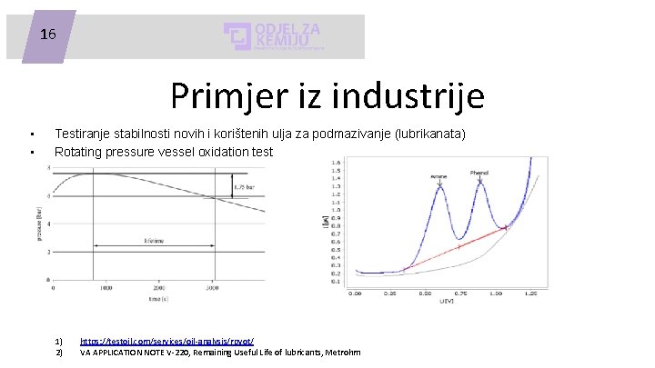 16 Primjer iz industrije • • Testiranje stabilnosti novih i korištenih ulja za podmazivanje