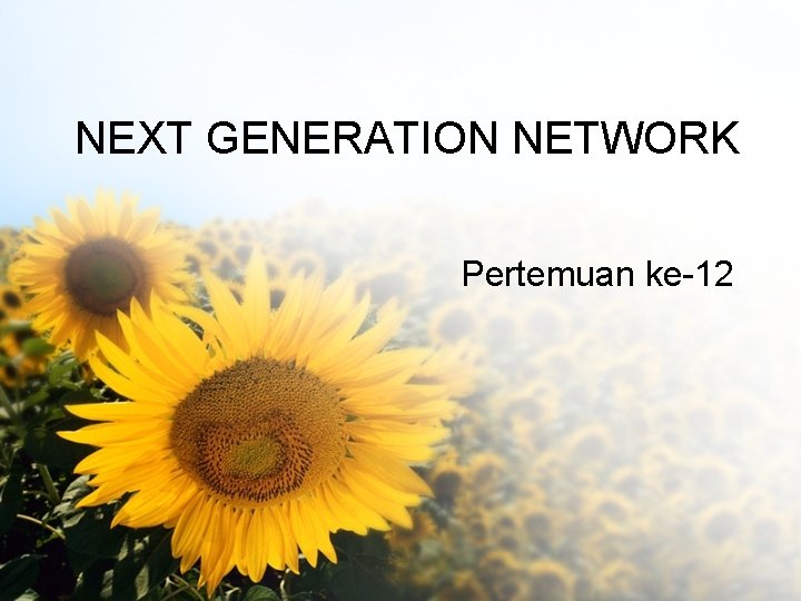 NEXT GENERATION NETWORK Pertemuan ke-12 