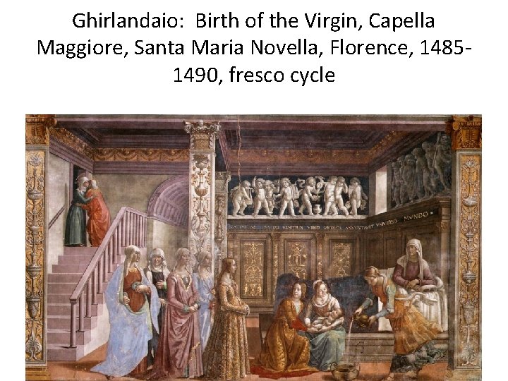 Ghirlandaio: Birth of the Virgin, Capella Maggiore, Santa Maria Novella, Florence, 14851490, fresco cycle