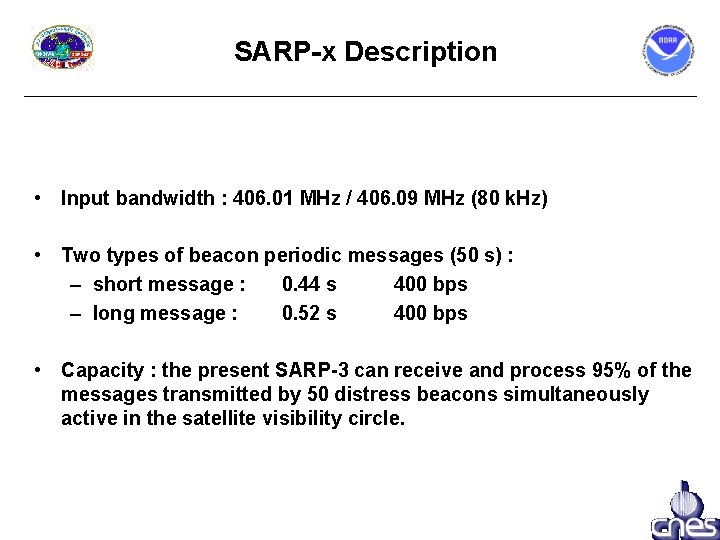 SARP-x Description • Input bandwidth : 406. 01 MHz / 406. 09 MHz (80