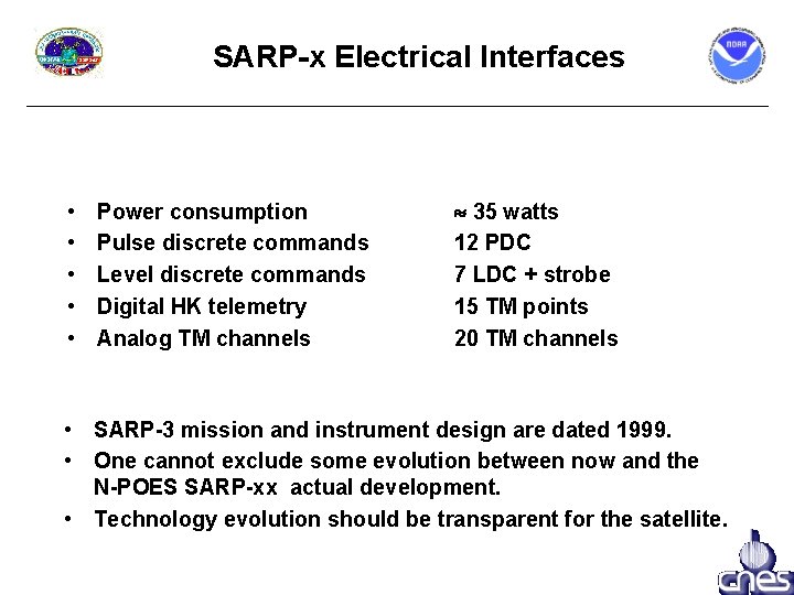 SARP-x Electrical Interfaces • • • Power consumption Pulse discrete commands Level discrete commands