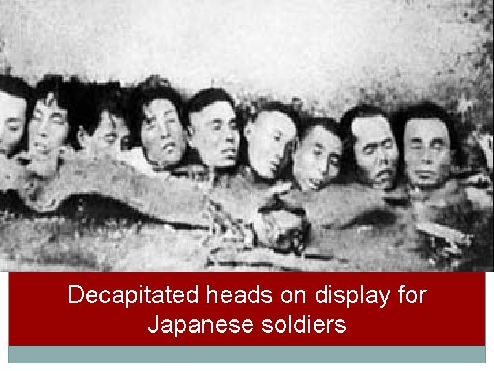 Decapitated heads on display for Japanese soldiers 