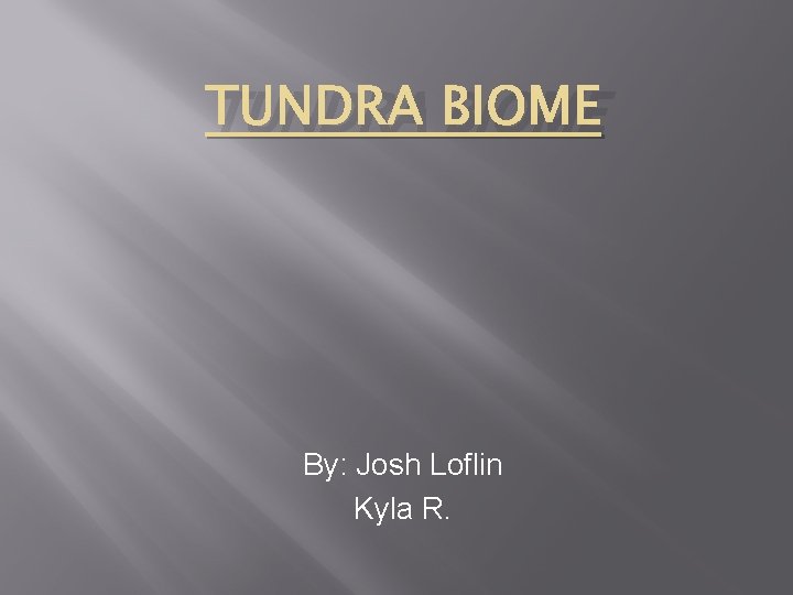 TUNDRA BIOME By: Josh Loflin Kyla R. 