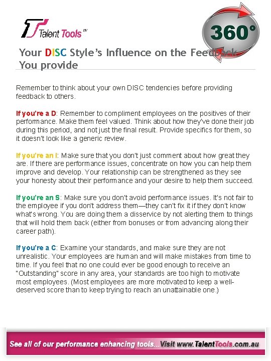 Your DISC Style’s Influence on the Feedback You provide Remember to think about your
