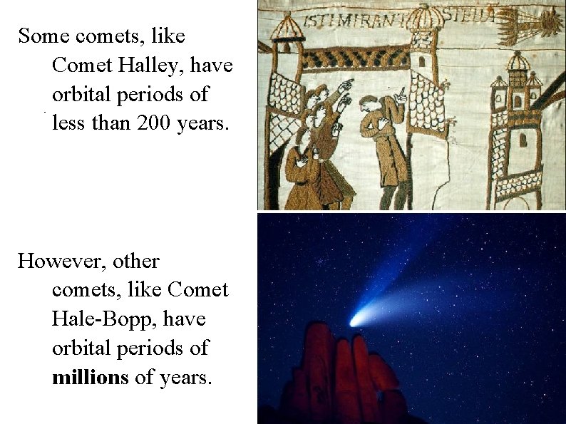 Some comets, like Comet Halley, have orbital periods of less than 200 years. However,