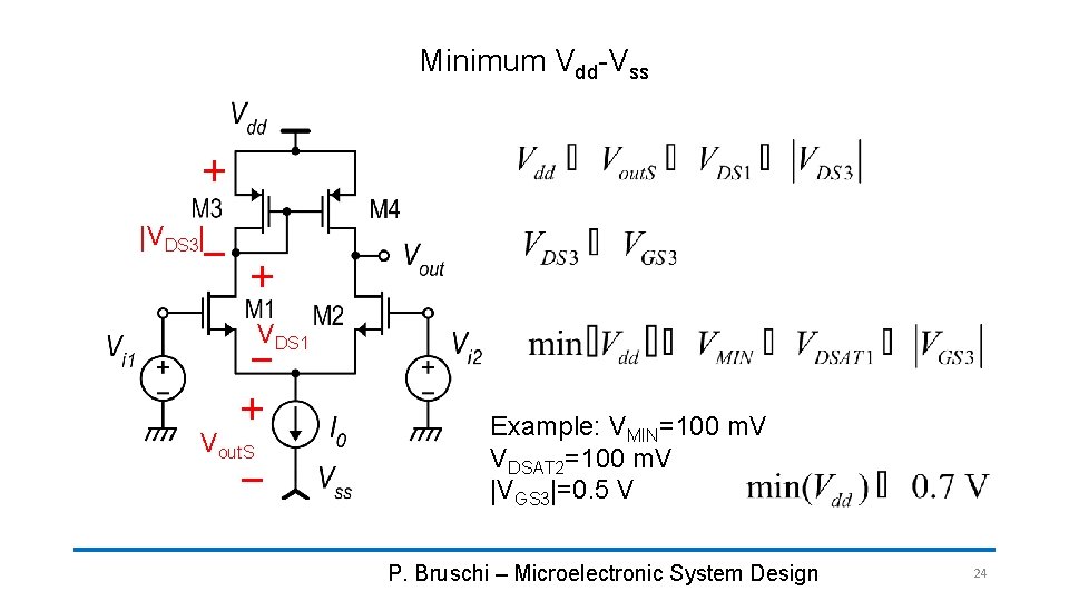 Minimum Vdd-Vss |VDS 3| VDS 1 Vout. S Example: VMIN=100 m. V VDSAT 2=100