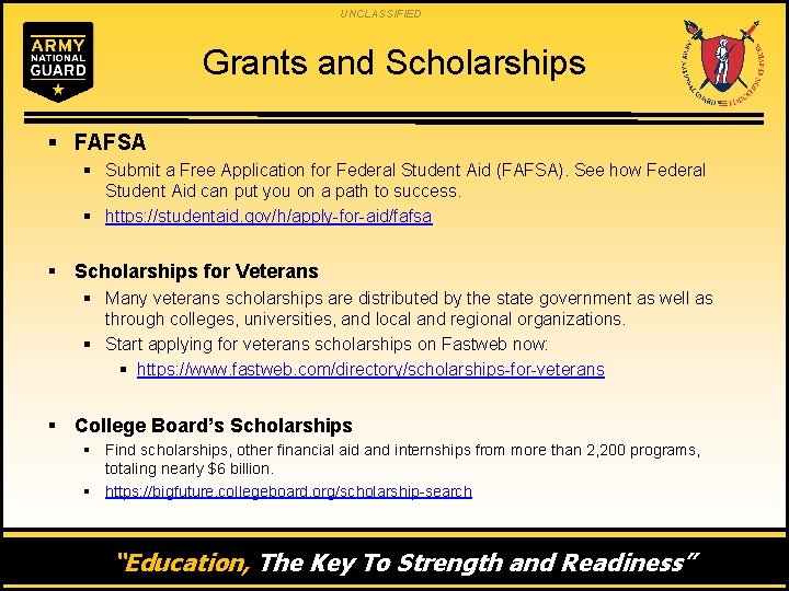 UNCLASSIFIED Grants and Scholarships § FAFSA § Submit a Free Application for Federal Student