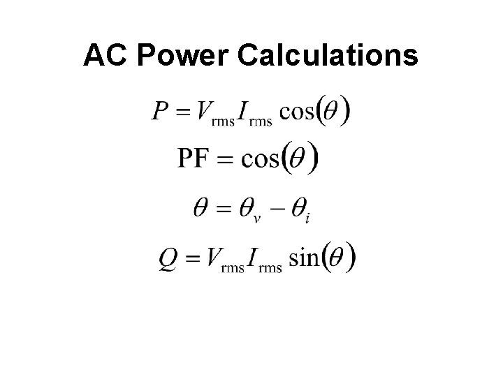 AC Power Calculations 