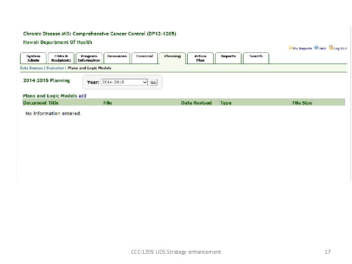 CCC-1205 LIDS Strategy enhancement 17 