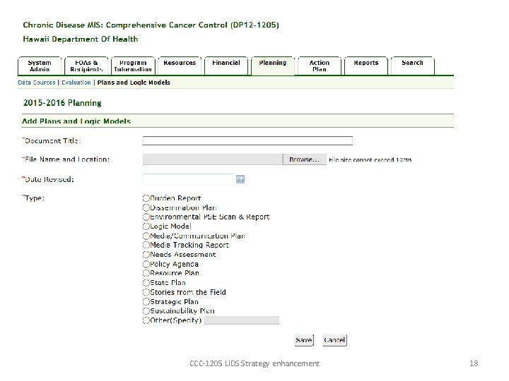 CCC-1205 LIDS Strategy enhancement 18 