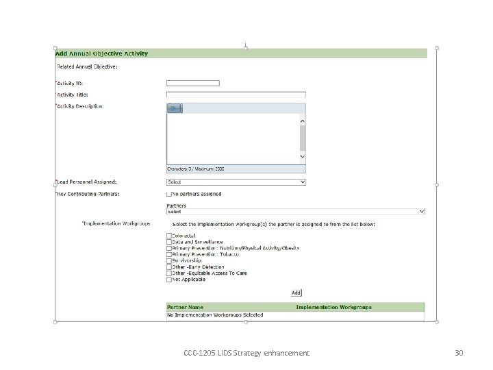 CCC-1205 LIDS Strategy enhancement 30 