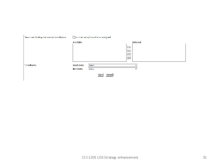 CCC-1205 LIDS Strategy enhancement 31 