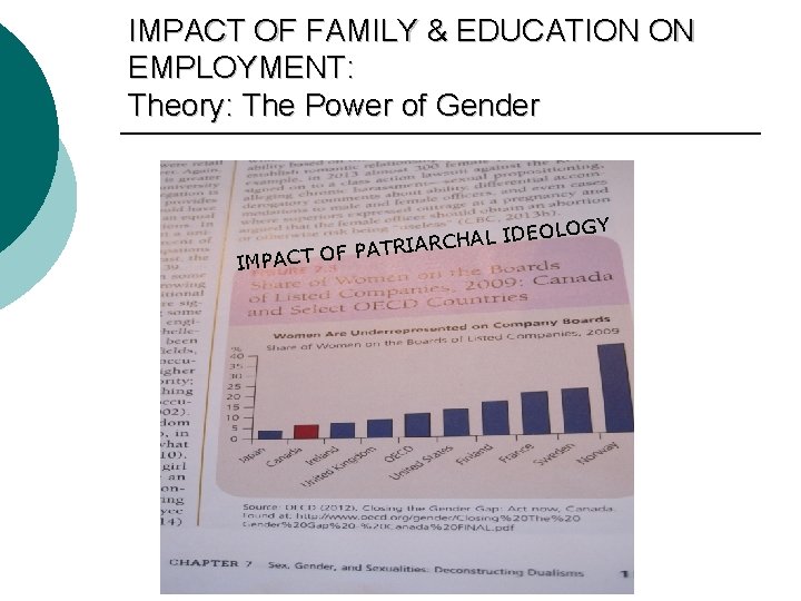 IMPACT OF FAMILY & EDUCATION ON EMPLOYMENT: Theory: The Power of Gender F IMPACT