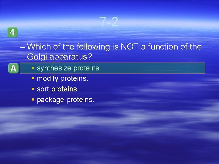 7 -2 – Which of the following is NOT a function of the Golgi