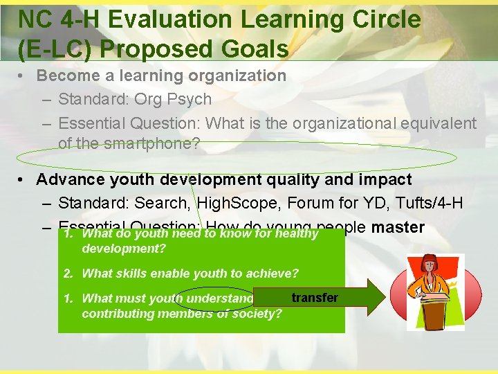 NC 4 -H Evaluation Learning Circle (E-LC) Proposed Goals • Become a learning organization