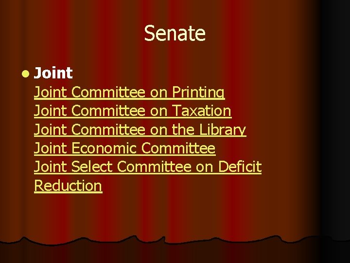 Senate l Joint Committee on Printing Joint Committee on Taxation Joint Committee on the