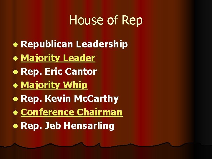 House of Rep l Republican Leadership l Majority Leader l Rep. Eric Cantor l