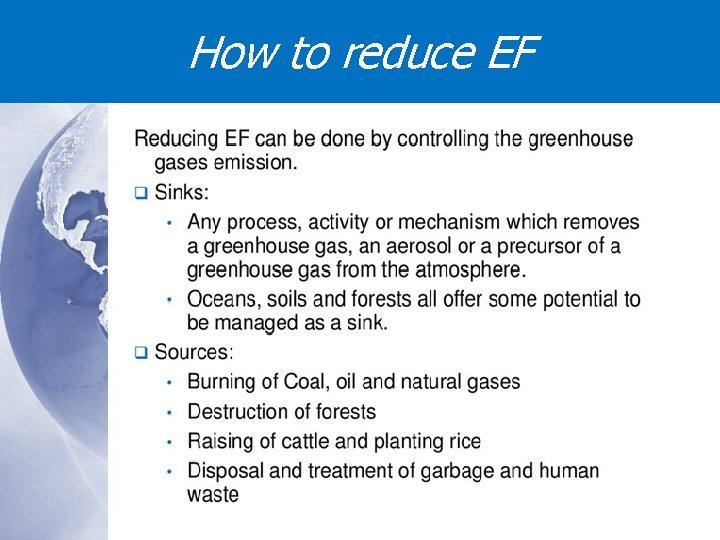 How to reduce EF 