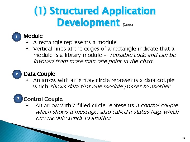 (1) Structured Application Development (Cont. ) • Module • A rectangle represents a module