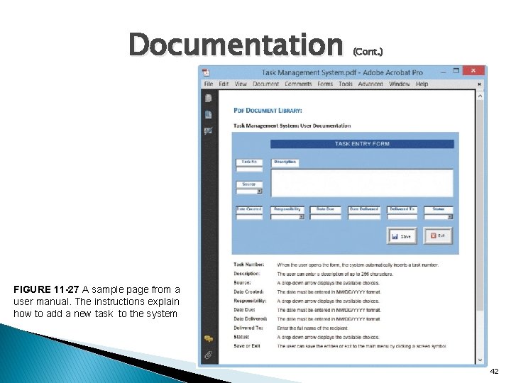 Documentation (Cont. ) FIGURE 11 -27 A sample page from a user manual. The