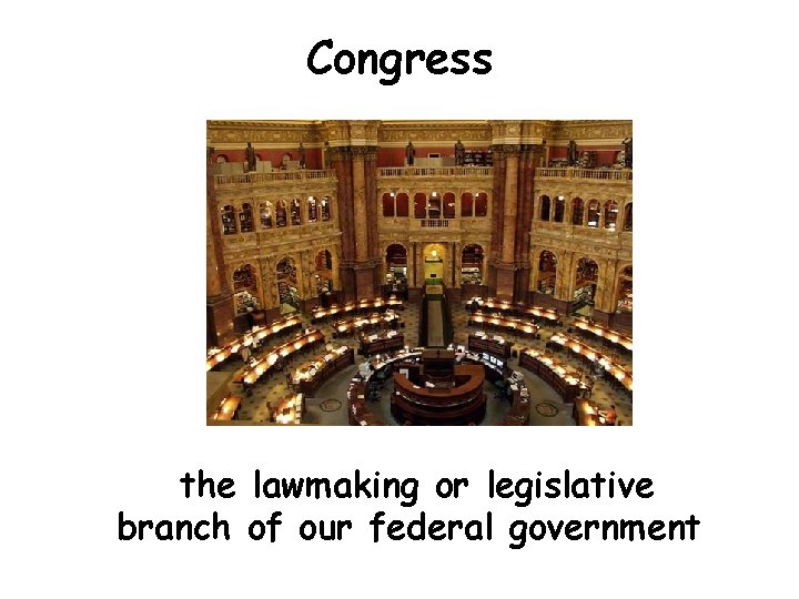 Congress the lawmaking or legislative branch of our federal government 