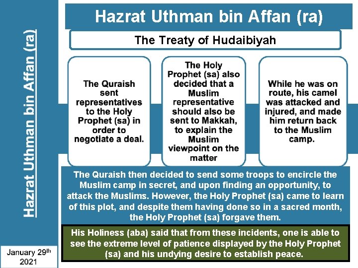 Hazrat Uthman bin Affan (ra) The Treaty of Hudaibiyah The Quraish then decided to