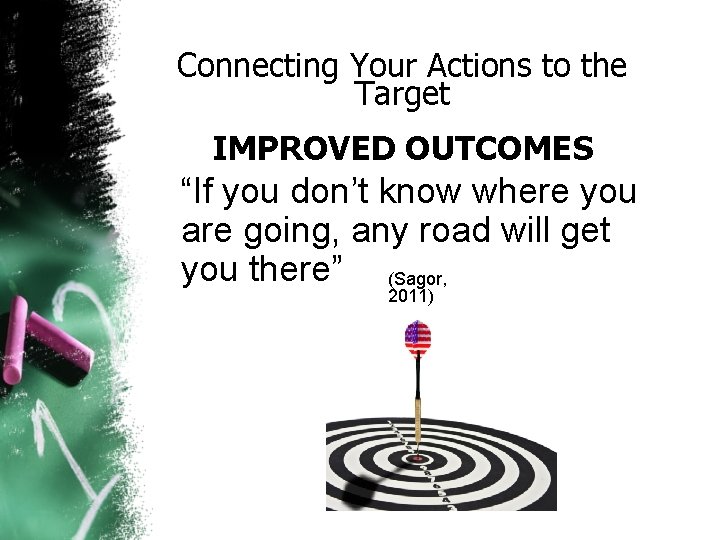 Connecting Your Actions to the Target IMPROVED OUTCOMES “If you don’t know where you