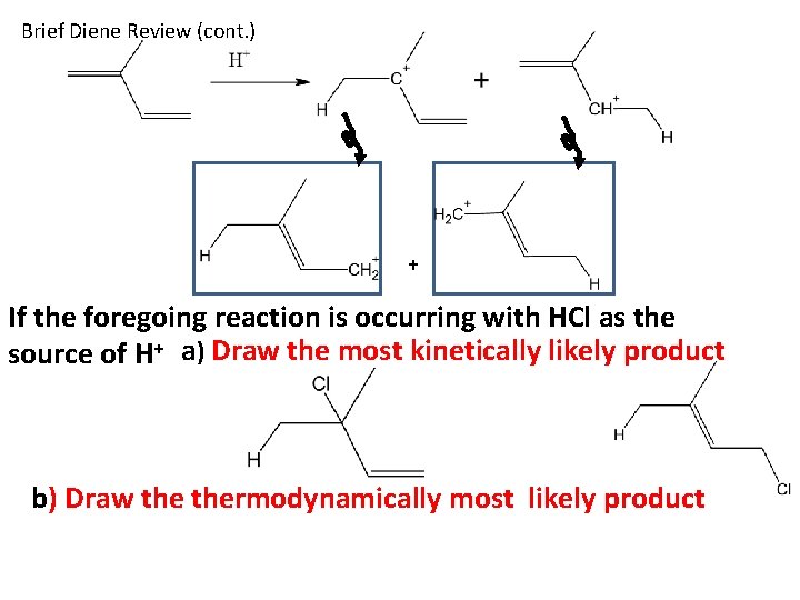 Brief Diene Review (cont. ) + If the foregoing reaction is occurring with HCl