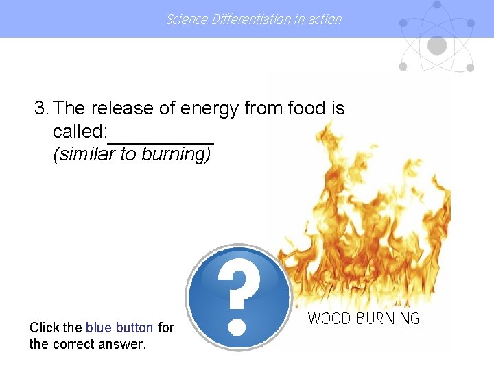 Science Differentiation in action 3. The release of energy from food is called: (similar