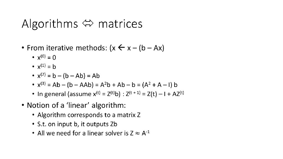 Algorithms matrices • Algorithms matrices •