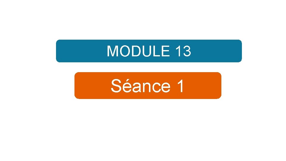 MODULE 13 Séance 1 