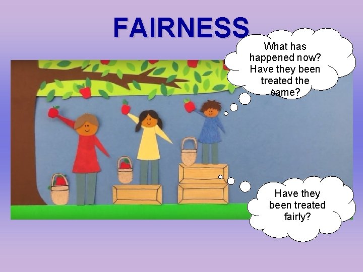 FAIRNESS What has happened now? Have they been treated the same? Have they been