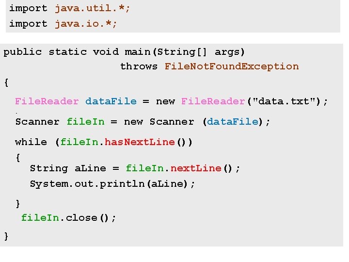 import java. util. *; import java. io. *; public static void main(String[] args) throws