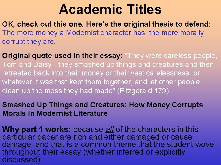 Academic Titles OK, check out this one. Here’s the original thesis to defend: The Academic Titles OK, check out this one. Here’s the original thesis to defend: The